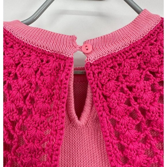 Tuckernuck Mixed Berry Pink Crochet Bettina Sweater sz M NWT Long Sleeve Collar - Picture 5 of 7